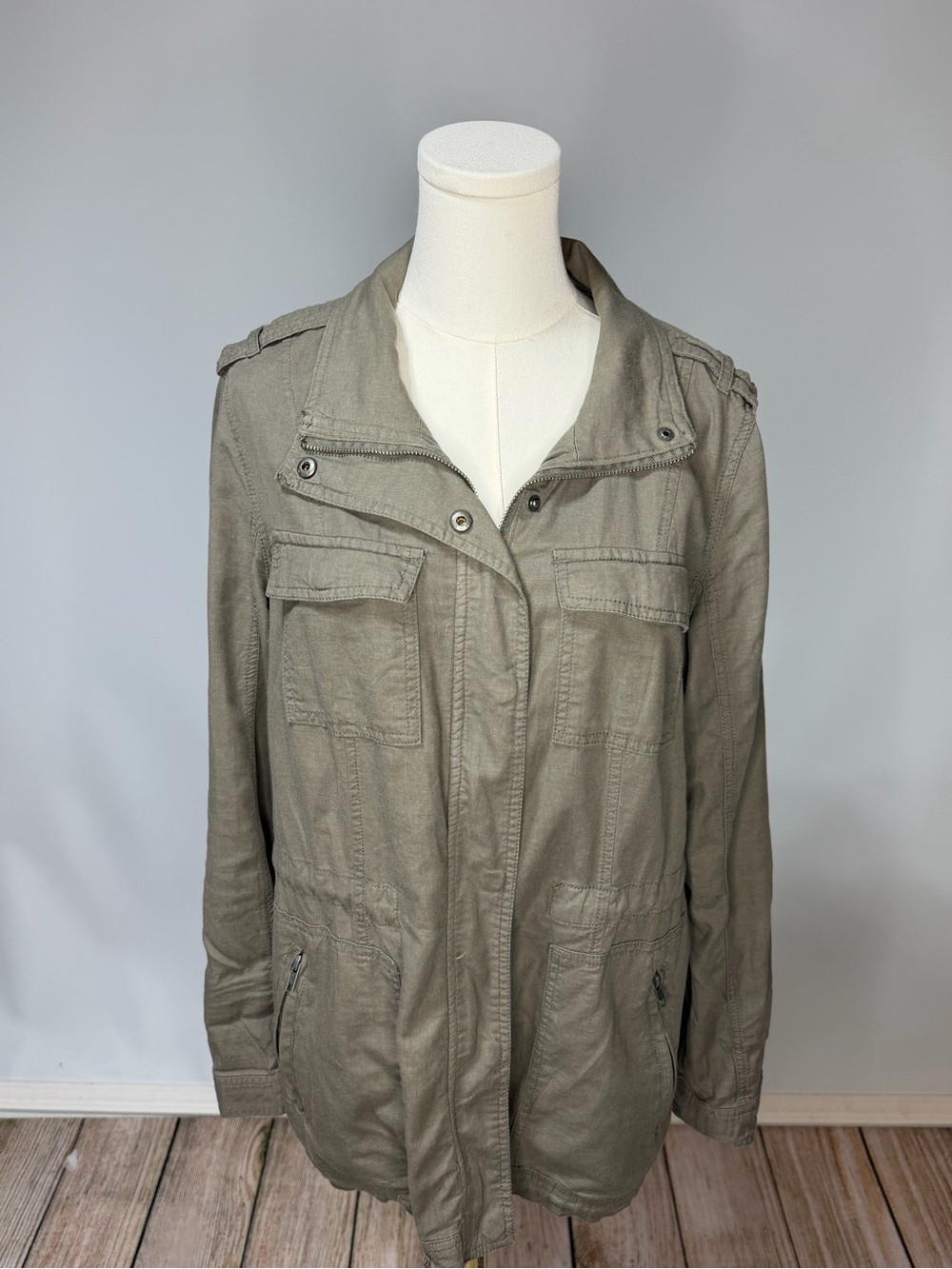 Ashley By 26 International Olive Green Utility Jacket with Drawstring - Picture 5 of 5
